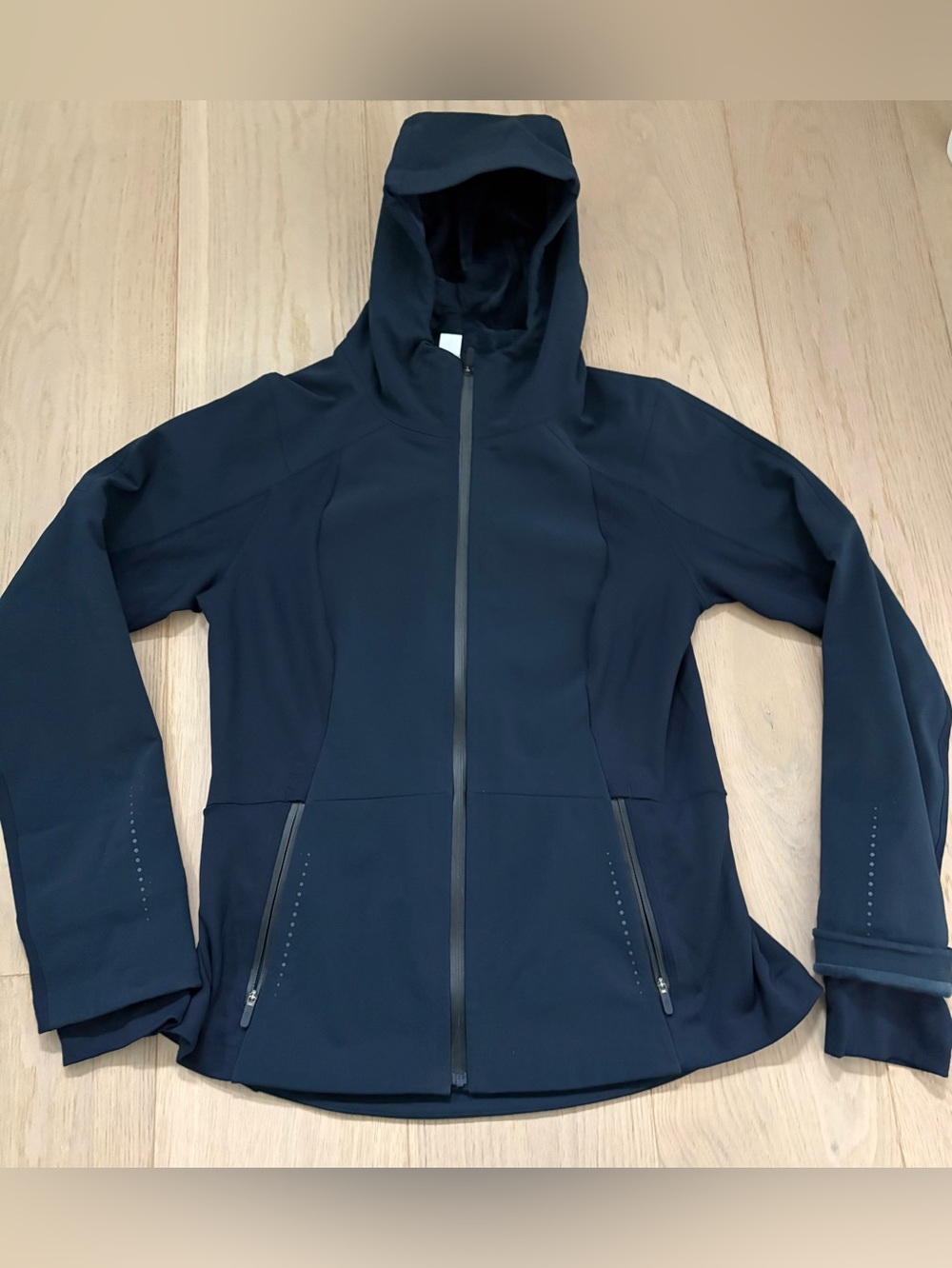 LULULEMON Womens Navy Blue Cross Chill Performance Jacket Coat + Hood - LARGE 10